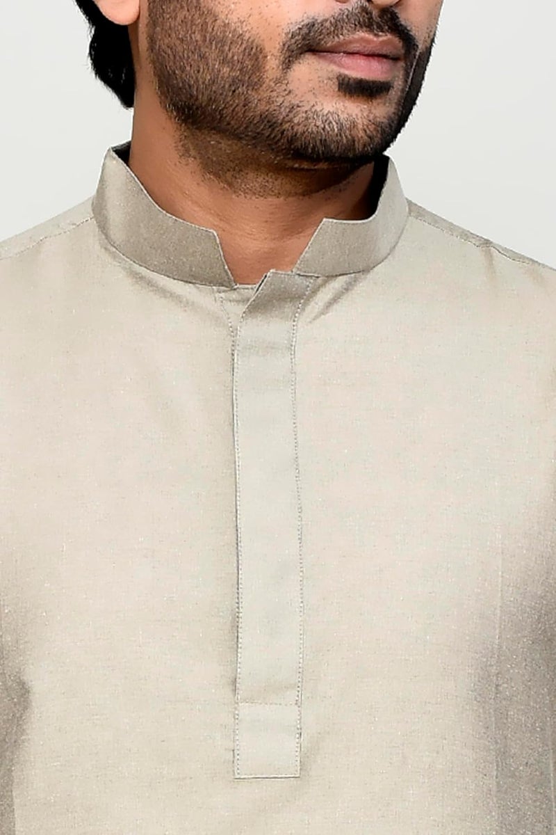 POLY2FAB Hathkargha Men’s Solid Pattern Kurta Pajama Set - Full Sleeve Traditional Ethnic Wear with Mandarin Collar - Image 4